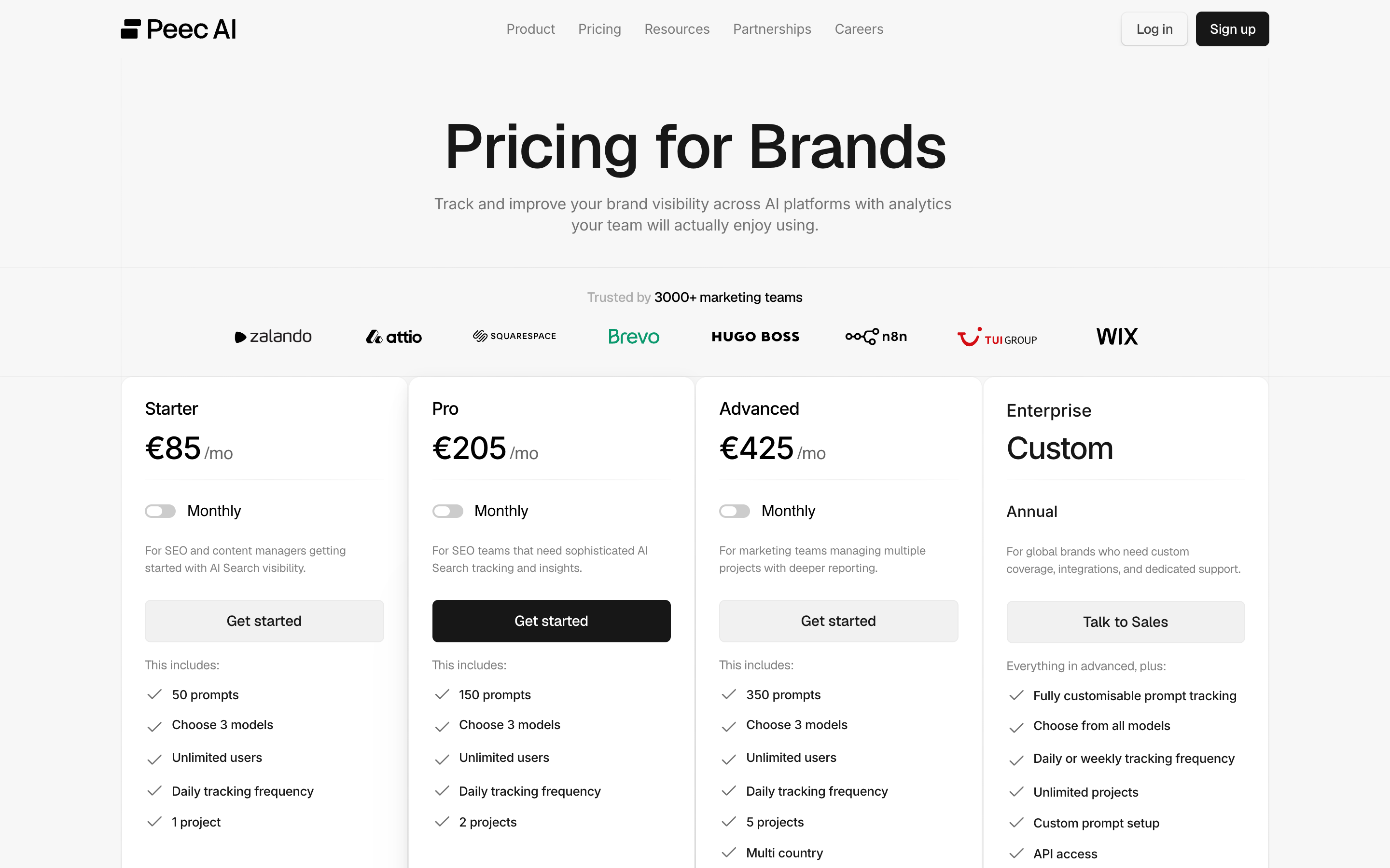 Preise: Wählen Sie 3 Modelle pro Plan, Add-ons pro Modell