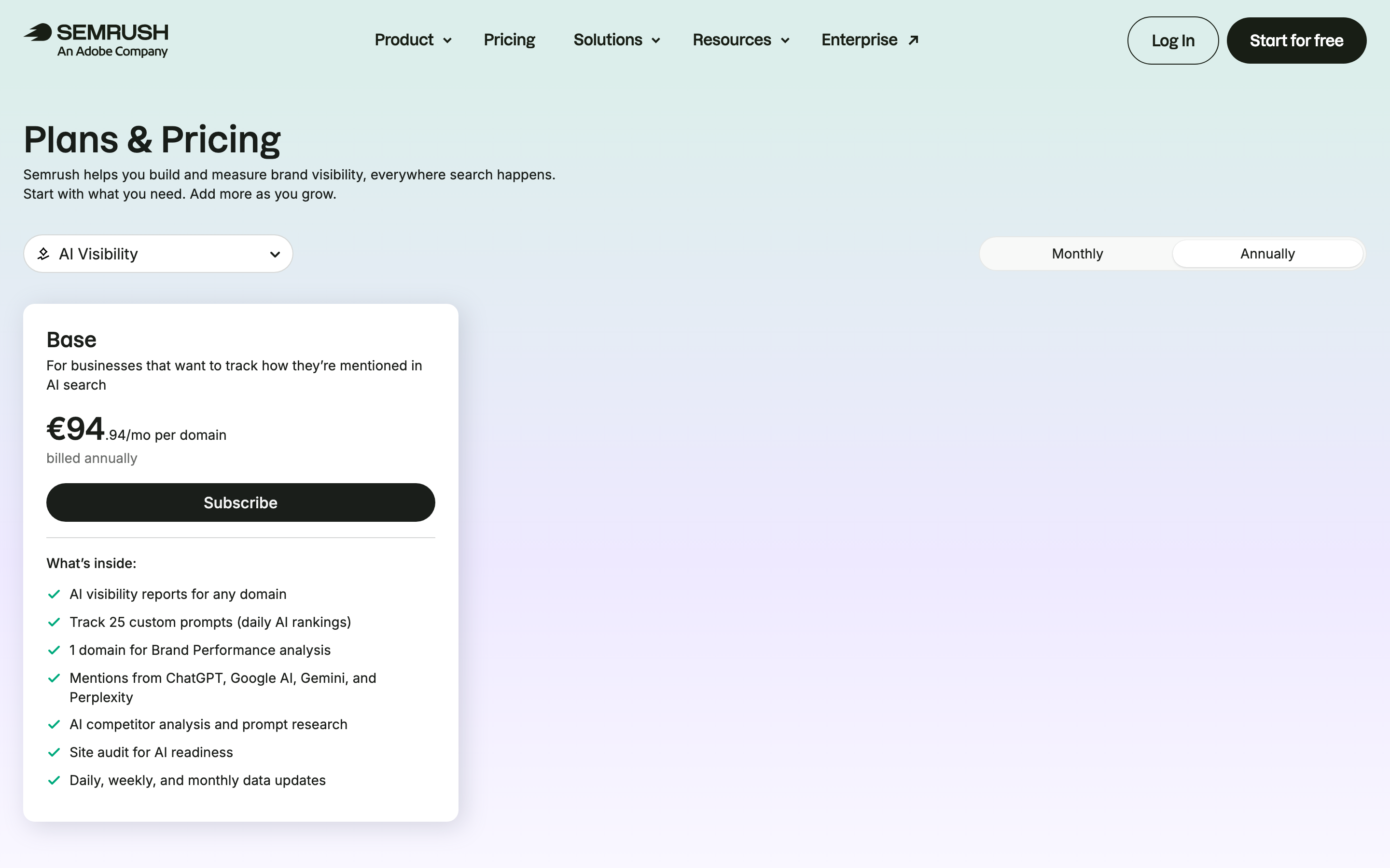 AI Visibility Toolkit: 25 tracked prompts per domain